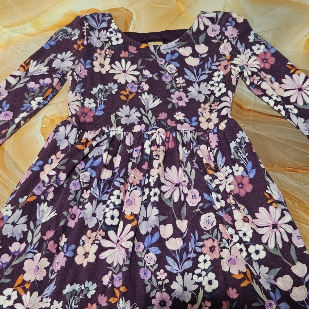 Little Sleepies Violet Meadows Bamboo Twirl Dress Girls Size 3T Pockets